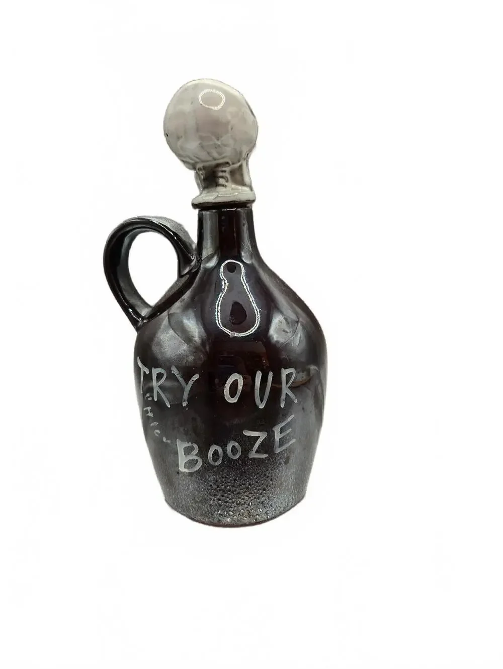 Vintage Skull Crossbones Old Man's Private Stock Poison Decanter Brown Jug Japan